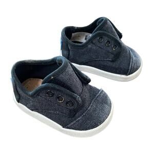 EUC 4 unisex Toms Charcoal / Black canvas Infant Toddler size 4